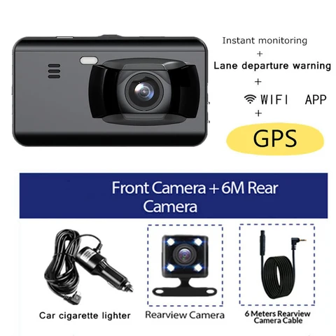Автомобильный видеорегистратор WiFi Full HD 1080P, видеорегистратор с камерой заднего вида, Автомобильный видеорегистратор с черным ящиком, Автомобильный видеорегистратор с GPS-трекером, автомобильные аксессуары