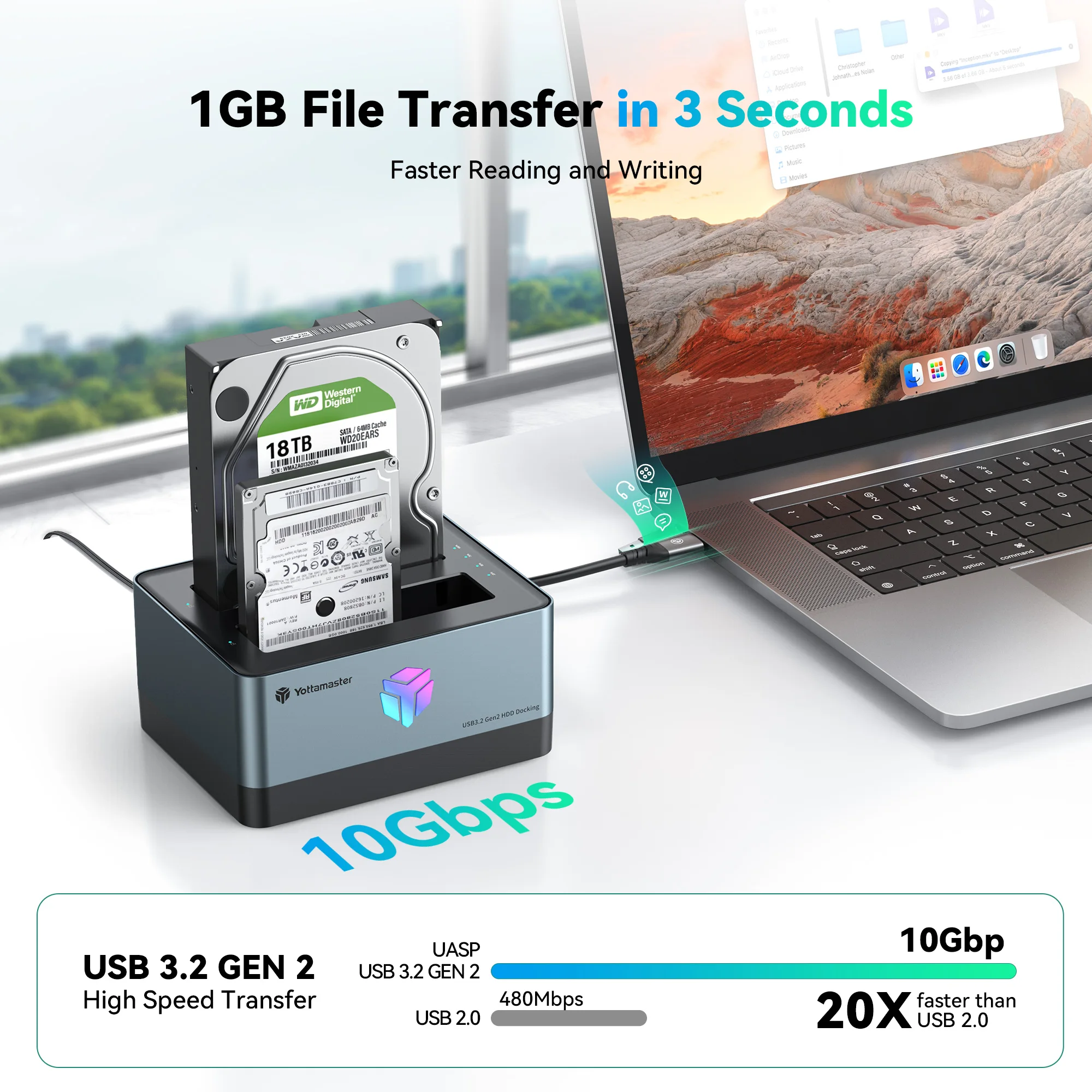 Док-станция Yottamaster для двух жестких дисков SATA-USB 3 0 HDD док-станция с автономным