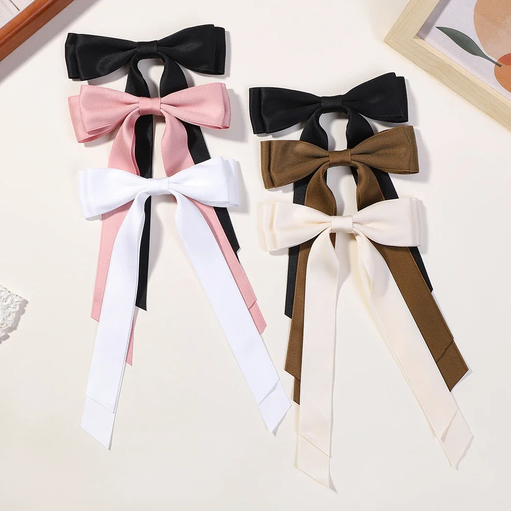 3 шт. женские атласные заколки для волос с бантом