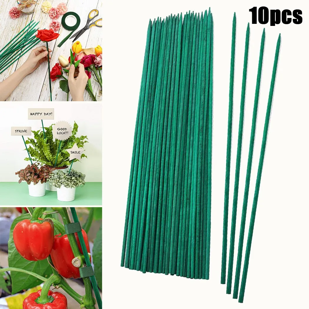 

10pcs 40cm Plant Stake Green Plant Support Sticks For Floral Arrangements Growing Vegetables Flowers Garden Support Sticks