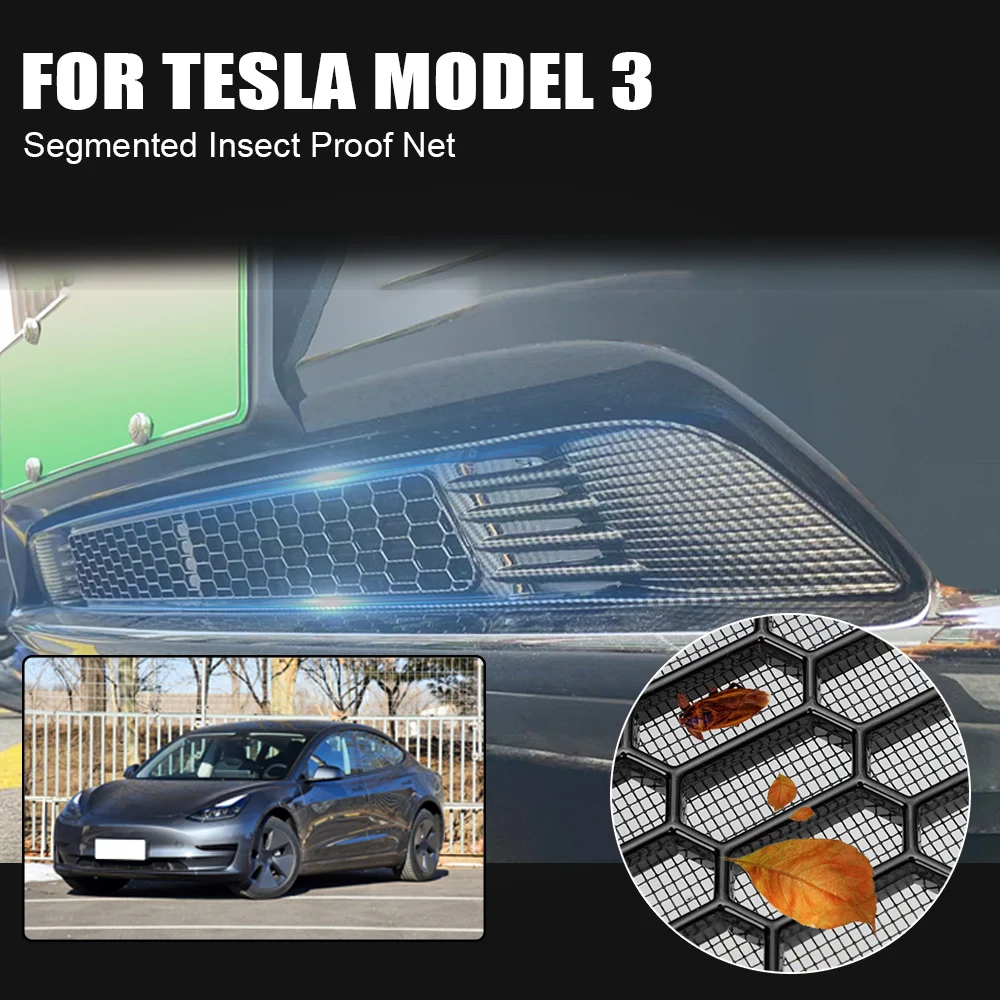

For Tesla Model 3 2017 - 2022 Dust Proof Inner Vent Grille Cover Net Car Lower Bumper Anti Insect Net Exterior Accessories