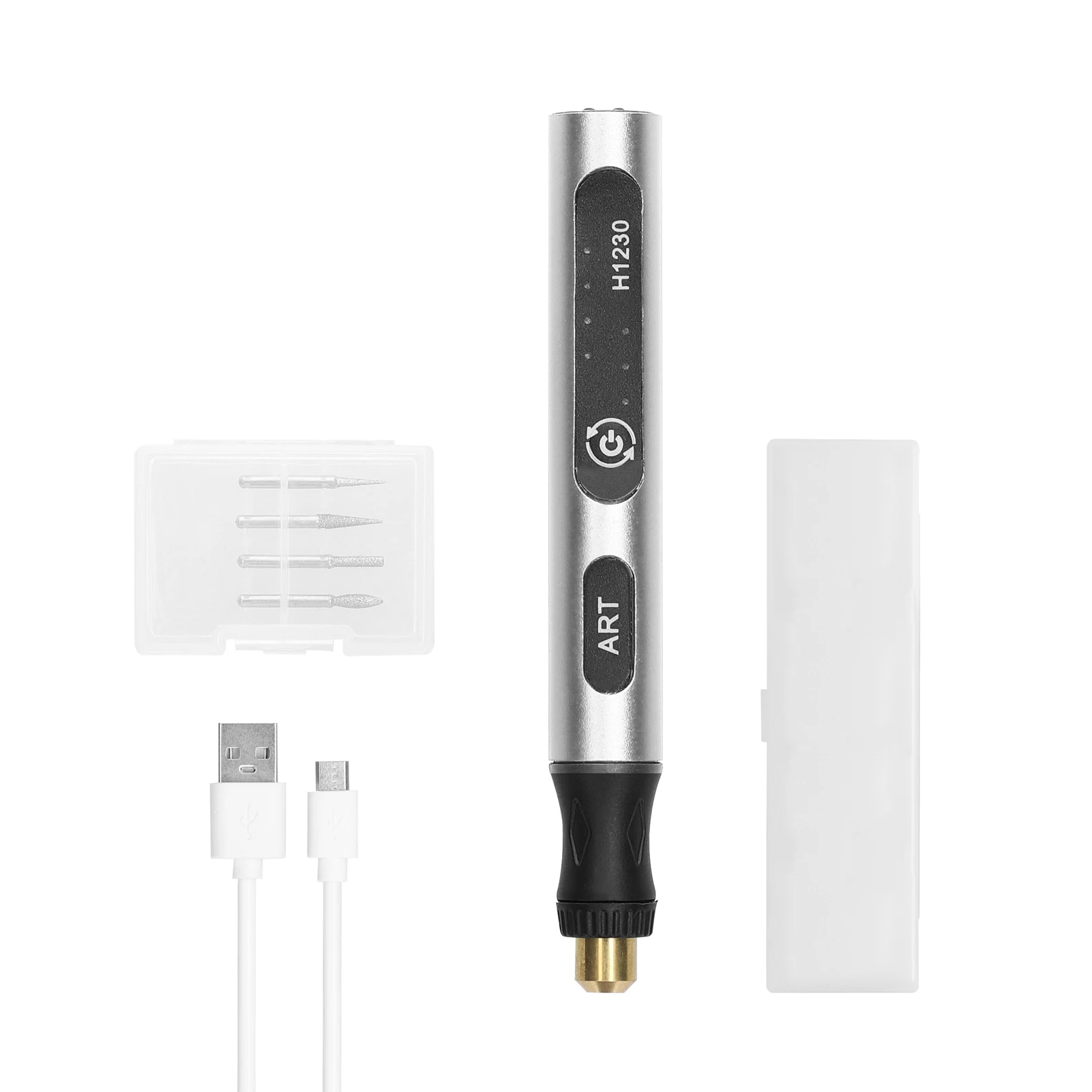 Мини-электрическая шлифовальная ручка для дизайна ногтей, полировальный станок для резьбы, гравировки, шлифовальное устройство, перезаряжаемый через USB, 3 передачи, регулируемые