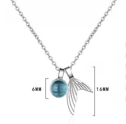 Ожерелье с подвеской из стерлингового серебра 925 пробы синим топазом и океанским