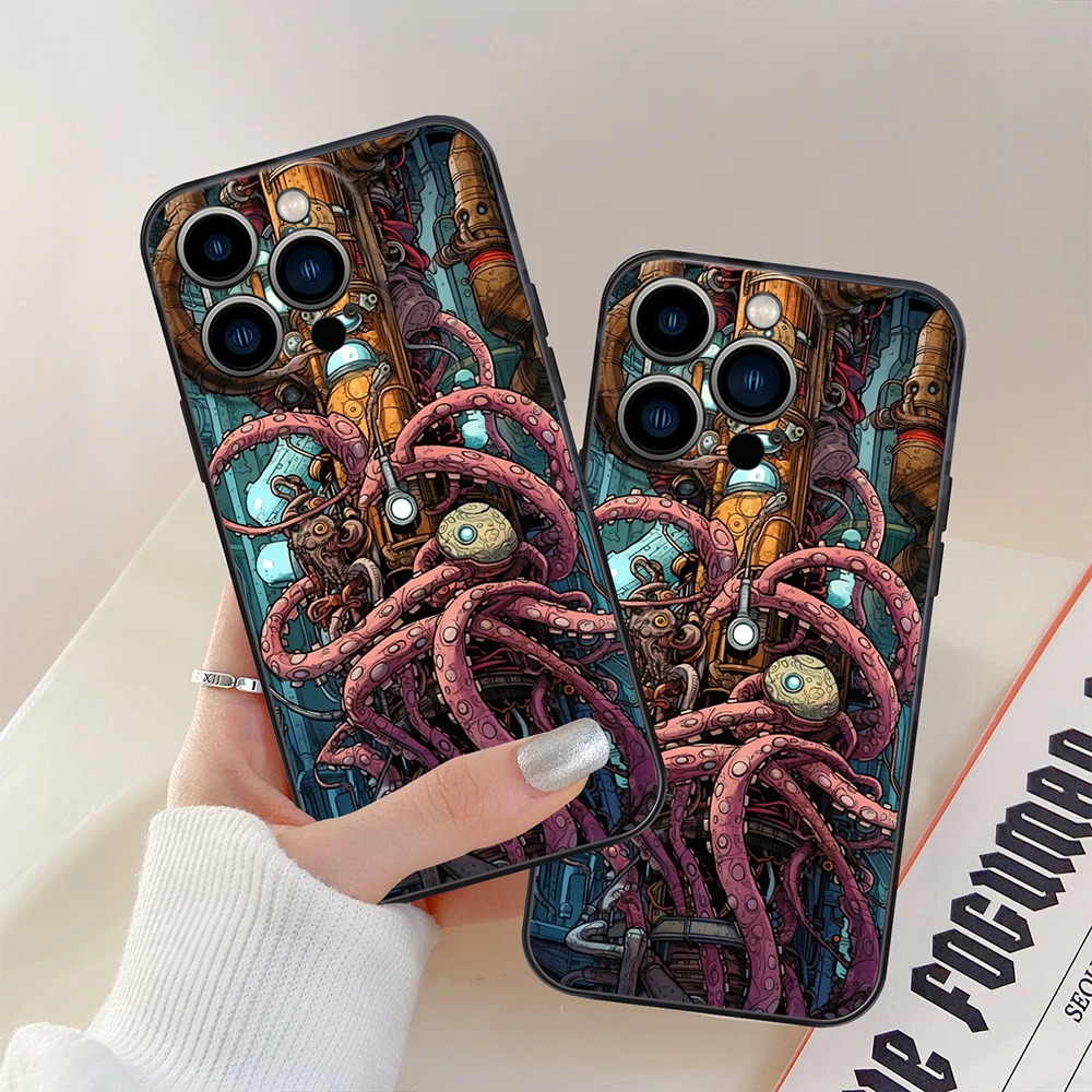 

3D Mechanical Octopus Case for Iphone 14Pro 13 12 Mini 11 Pro Max Shockproof Soft Cover for Iphone XS X XR 7 8 SE 14Plus 11Pro