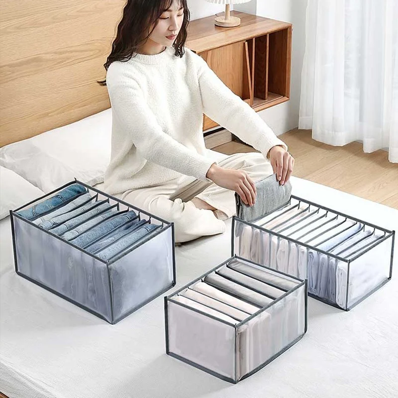 

Jeans Compartment Boxes Foldable Storage Box for Clothes Pants Organizer Closet Separation Organizers Drawer Divider Socks Bra