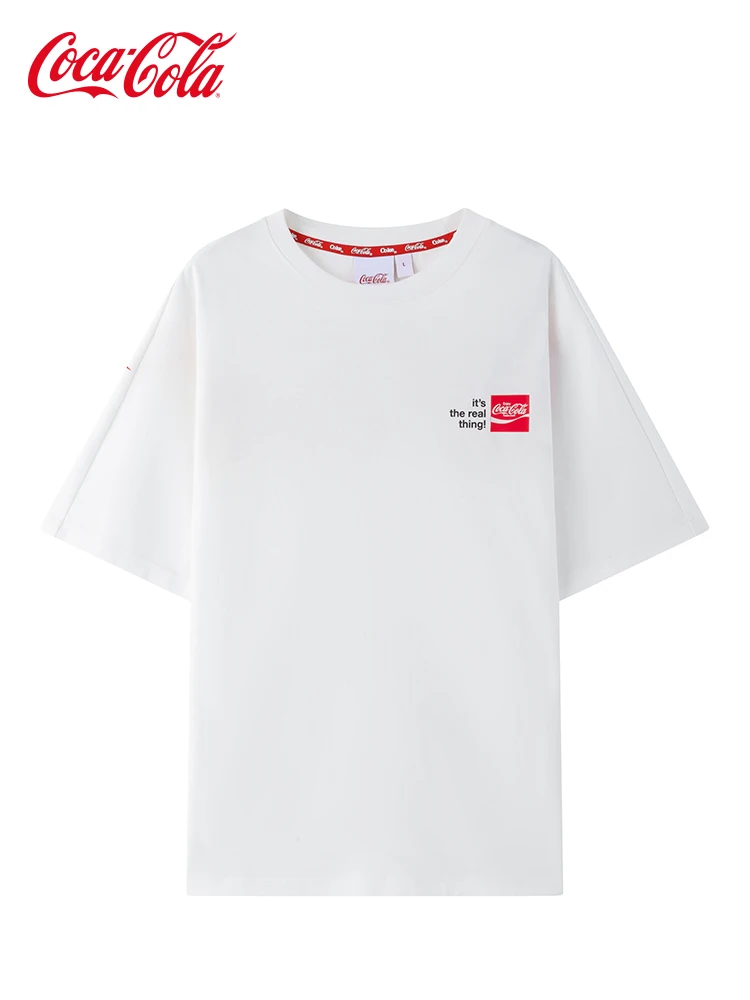 

Coca-Cola Official Men's Short Sleeve Summer New Product Small Label Loose Printed Personality Cotton Half Sleeve