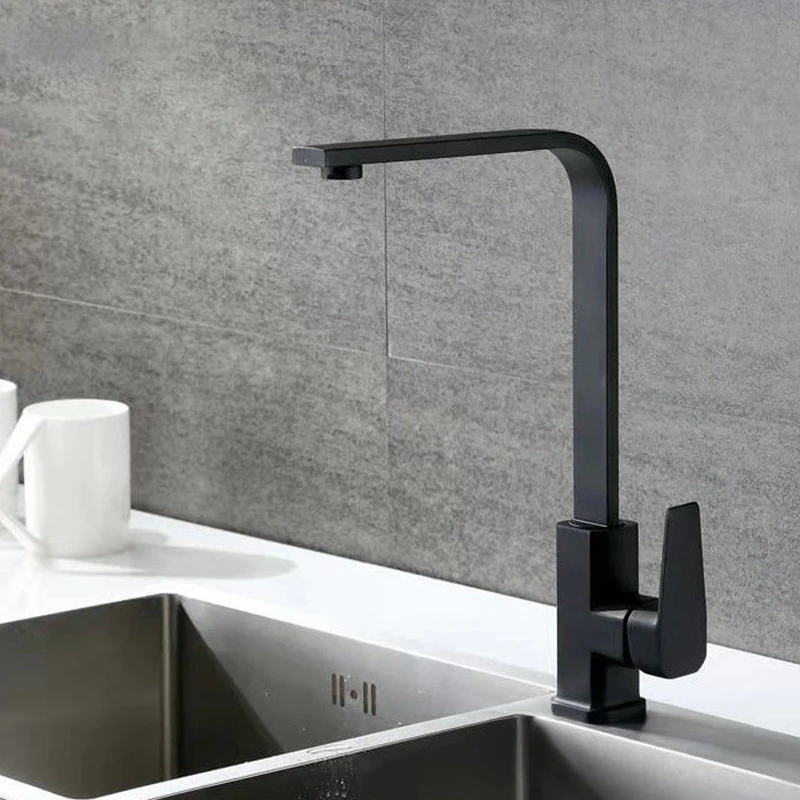 

Кухонный Смеситель для мытья посуды, зеркальная медная квадратная трубка, смеситель с гальваническим покрытием H 360 мм