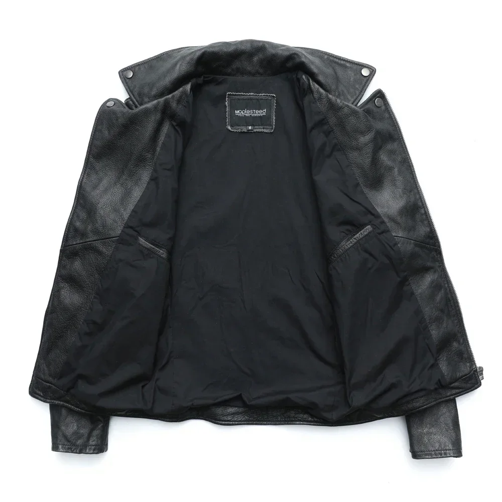 Мужская винтажная мотоциклетная куртка MAPLESTEED черные потертые Мотоциклетные