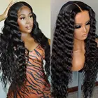 Прозрачный Свободный парик с глубокой волной, фронтальный парик 13x 6, парики из человеческих волос на сетке спереди для женщин, предварительно выщипанный бразильский вьющийся парик из человеческих волос