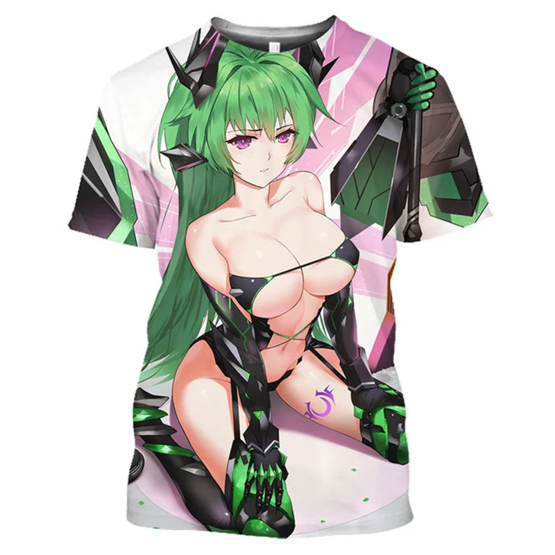 

Neptune Anime T Shirt for Men Otaku T-Shirt 3D Broccoli Print Ahegao Hentai Loli Tee Shirts Sexy Waifu Bikini Girls Cosplay Tops