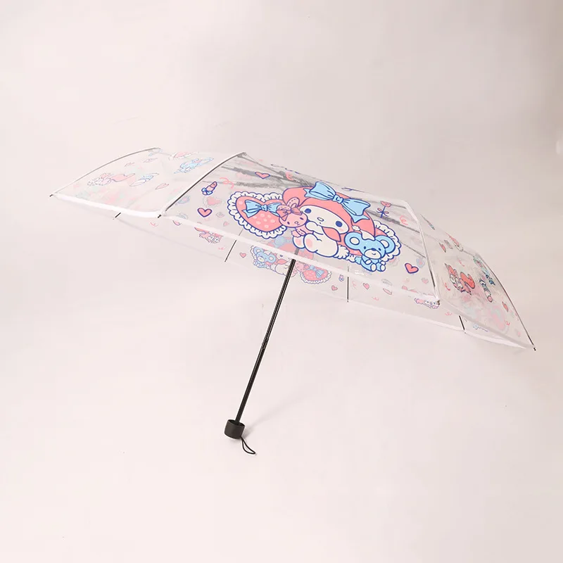 

Новый прозрачный зонт, мультяшный автоматический зонт Sanrio Mymelody Pachacco клубничный складной трехскладной Зонт Yu'c