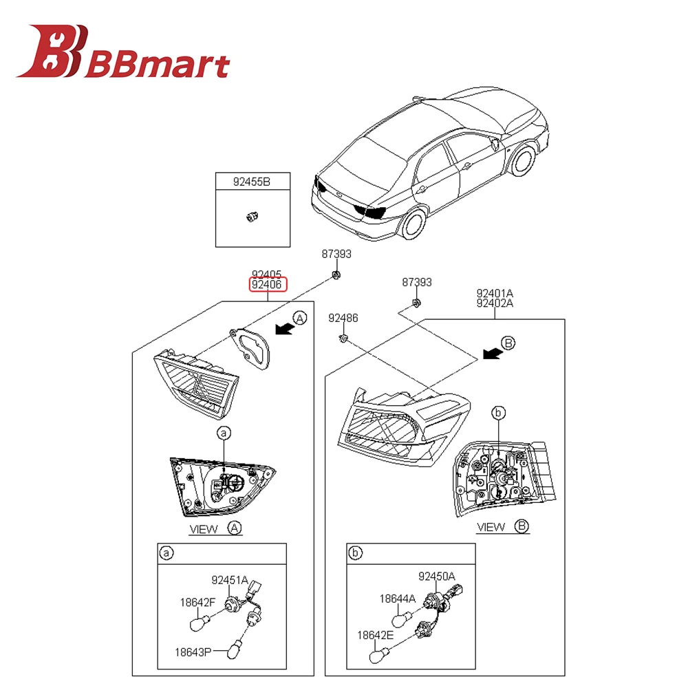 

92404-QD000 BBmart Auto Parts 1 Pcs Tail Light Rear Lamp Right For Kia CERATO 16 HORKI 300E Car Accessories