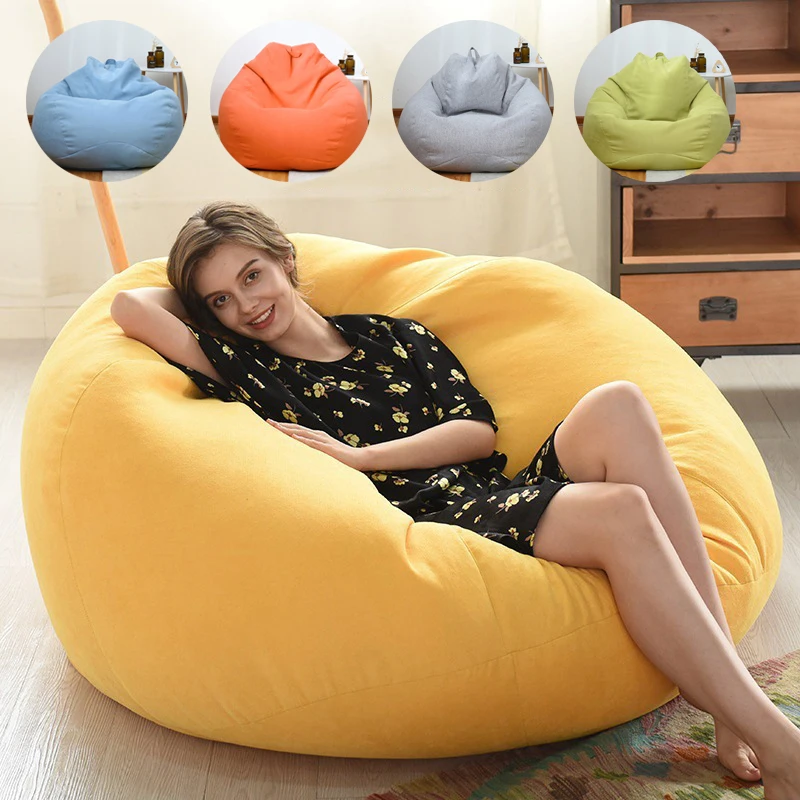 

Cotton Single Lazy Sofa Cover Comfortable Sofa Bean Bag Bed Without Filler Washable Living Room Lazy Sofa Chair Tatami Covers