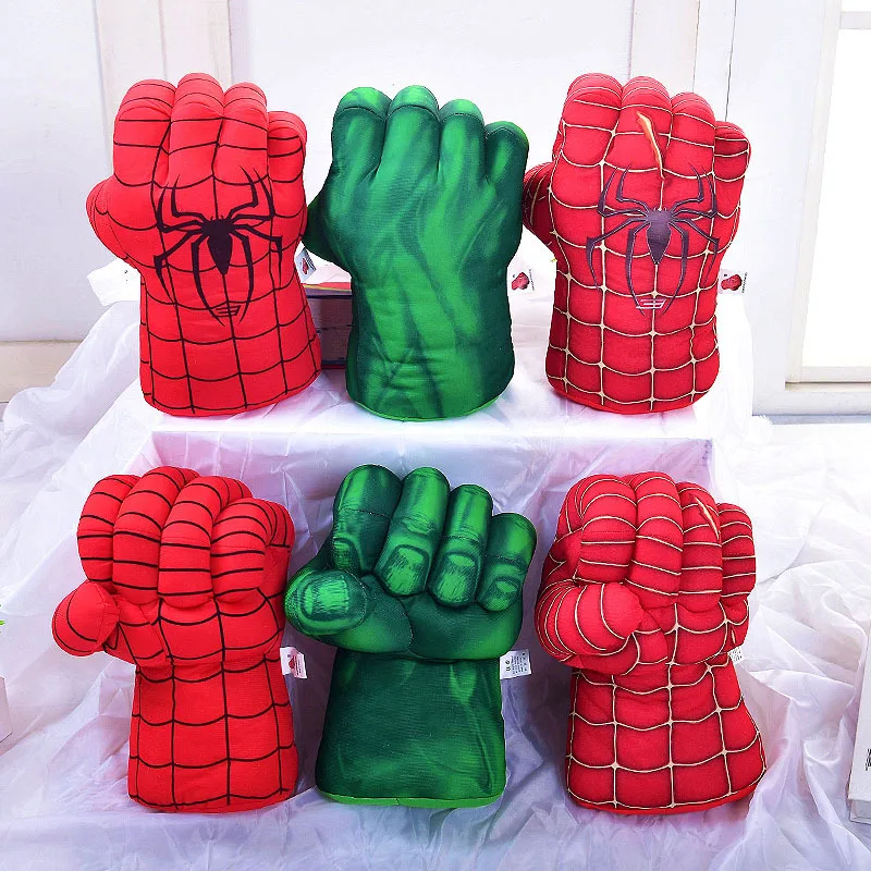 Disney The Avengers Hulk Spiderman Boxing Gloves Iron Man Grey Thanos Giant Fist Plush Vent Toys for Children