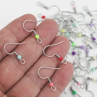 50pcslot stainless steel earring hook ear wire findings for diy jewelry colorful beads earrings making accessories wholesale