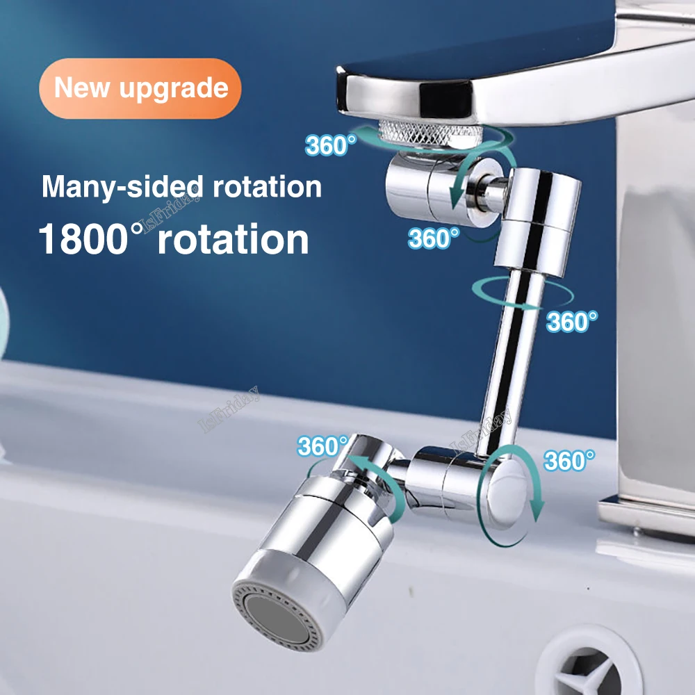 

Alloy Universal 1800 °Swivel Robotic Arm Swivel Extension Faucet Aerator Kitchen Sink Faucet Extender 2 Water Flow Modes