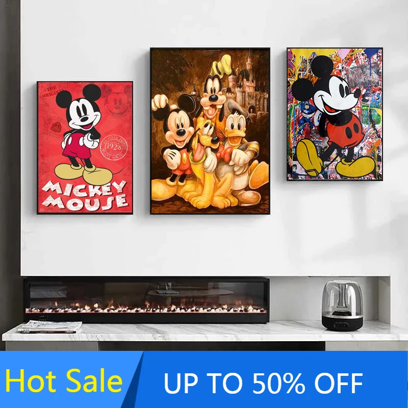 

Disney Colourful Cartoon Canvas Painting Mickey Mouse Donald Duck Wall Art Posters And Prints Pictures For Living Room Decor