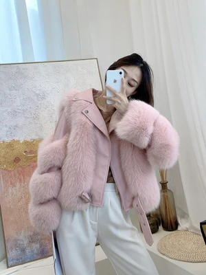 Fox Fur Coat with Sheepskin Leather Full Set Imitation Leather Natural Fox Fur Jacket Outdoor Luxury Women's 2023 Winter New