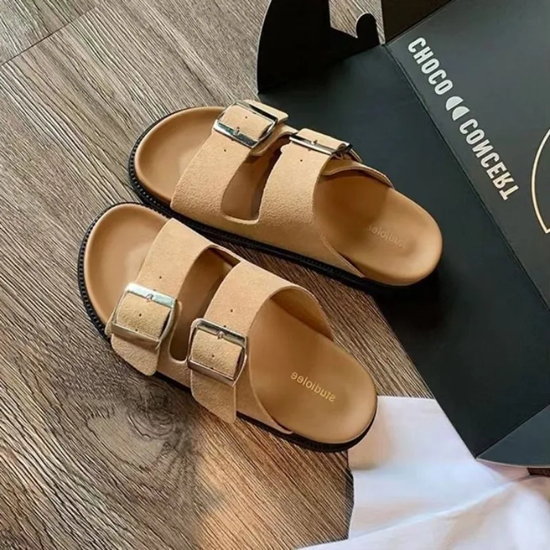 Шлепанцы женские ортопедические сандалии на толстой подошве открытый носок