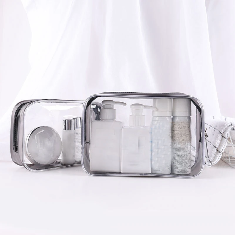 

1PC Transparent PVC Cosmetic Bag Travel Waterproof Toiletry Bag Portable Multifunction Set Black Makeup Organizer Storage Bag
