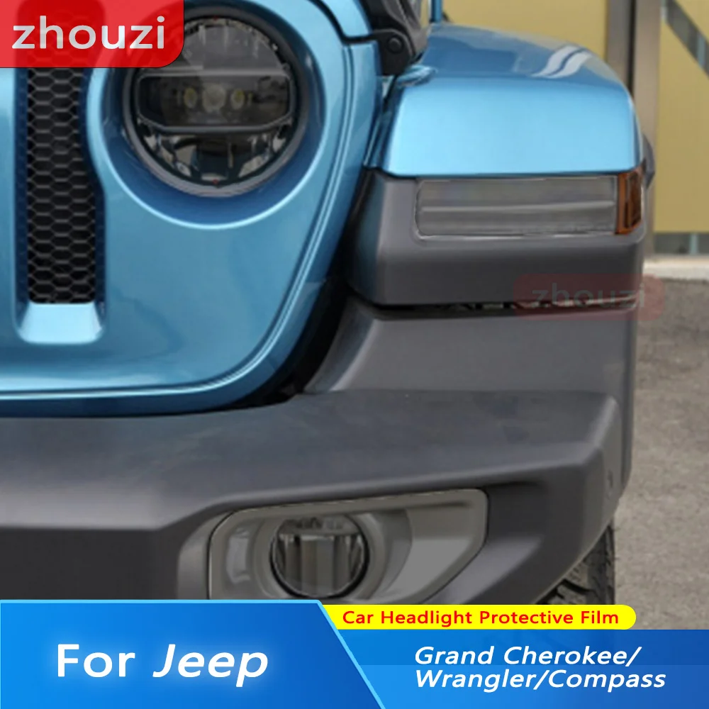 

Car Headlight Protective Film For Jeep Grand Cherokee Wrangler Compass Car Lamp Film Tint Smoked Black TPU Sticker Accessories