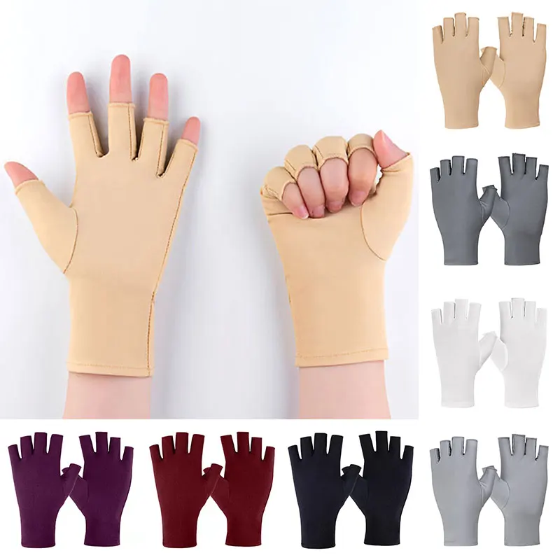 

2023 Summer Anti-uv Fingerless Gloves Semi-finger Driving Glove Ice Silk Half Fingers Gloves Sunscreen Breathable Thin Mittens