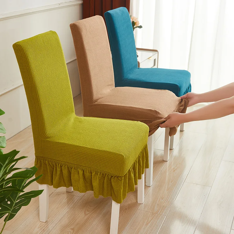 

Thicker Fabric Skirt Chair Cover Spandex Stretch Chair Covers for Dining Room Kitchen Banquet Home Decor Stool Seat Slipcover