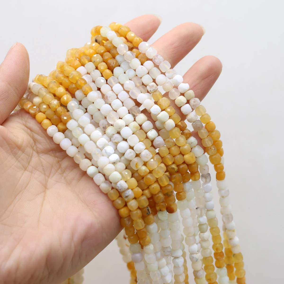 

Natural Semi-precious Stones Topaz White Jade Cut Faceted Square Loose Beads for Jewelry Making Necklace DIY Bracelet Accessorie
