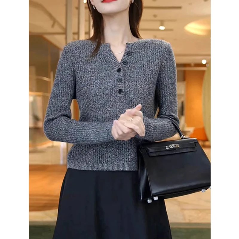 Модный облегающий вязаный женский свитер с длинными рукавами в стиле вестерн