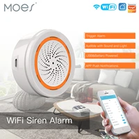 moes tuya wifi smart siren sound light alarm sensor smart life siren audible alarm smart home security system no hub required