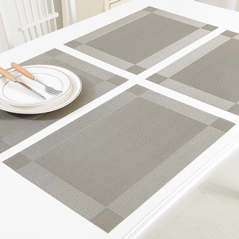 

Modern Minimalist Dining Table Mat PVC Bowl Mat Coaster Coffee Mat Rectangular Home Kitchen Insulated Placemat 30x45cm