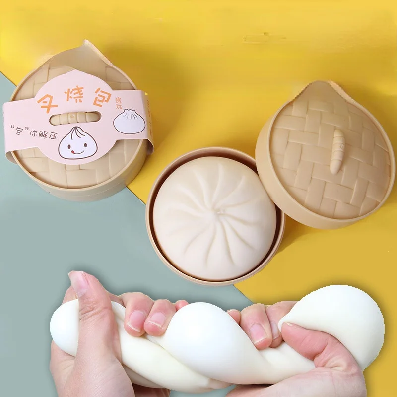 Baozi-juguete blando antiestrés de comida china, juguetes giratorios para apretar, para aliviar el estrés, suave y pegajoso, regalo divertido