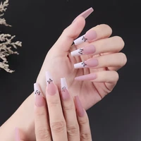 24pcsset artificial square head press on nail ballerina press on nails set full coverage waterproof cover artificial fake nails
