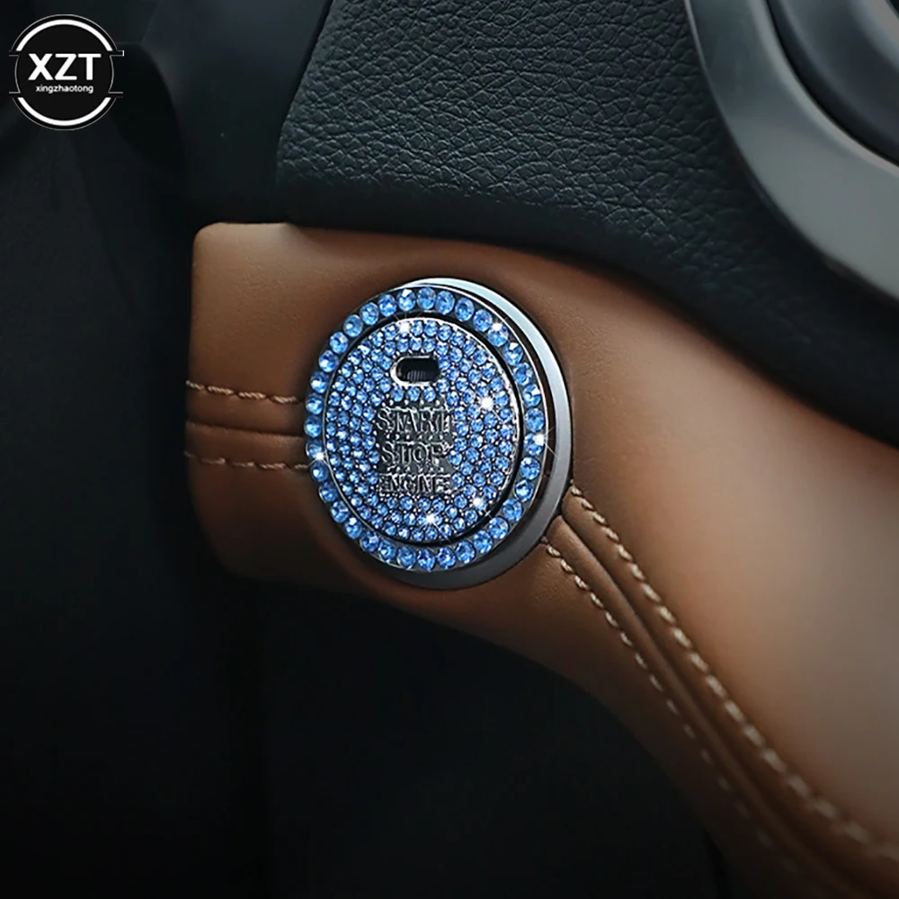 

Car Start Crystal Button Car Interior Engine Ignition Start Stop Button Protective Cover Crystal Decoration Car Accessories