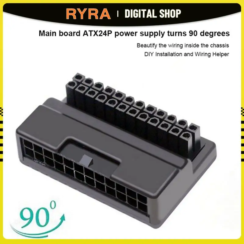 

RYRA ATX Power Supply 24Pin 90° Connector Adapter Motherboard Cable Steering Head DIY PC Mounting Accessories Wiring Artifact