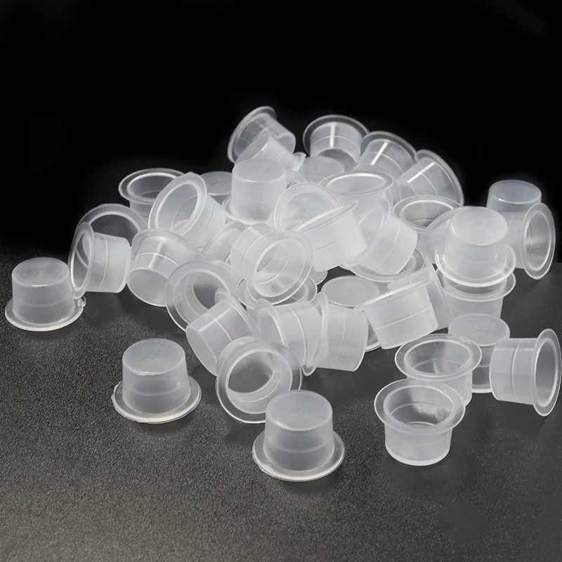 

Top Quality 100pcs Disposable Plastic Tattoo Ink Cups Permanent Makeup Pigment Clear Holder Container Cap Tattoo Accessory