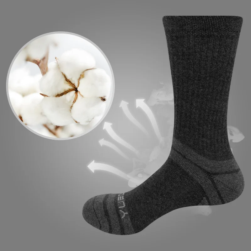 Mens 5Pairs/Pack Performance Cotton Moisture Wicking Sports Hiking Workout Training Cushion Crew Outdoor sports Socks Size 37-46