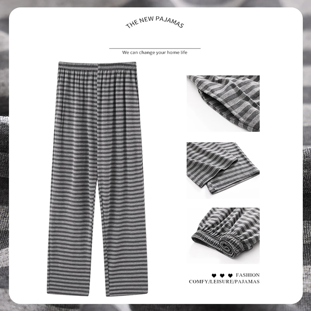 5XL Casual Long Pajama Pants Autumn Cotton Pyjama Pants Breathable Pajamas for Men Fashion Plaid Nightwear Comfortable Underwear