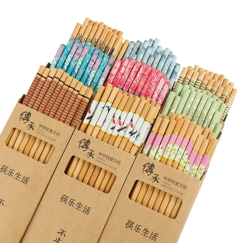 10 Pairs of Wooden Chopsticks Reusable Chinese Style Korean Nanmu Sushi Stick Natural Healthy Cooking Noodles All In A Gift Box