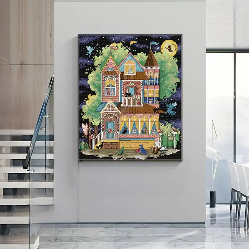 Сказочный дом сделай сам мультяшные узоры наборы для вышивки крестом Aida 14 16 11CT