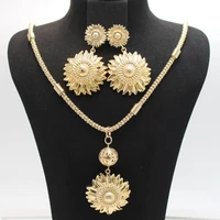 women jewellery set 2022 trend dubai gold plated earrings and necklace african design for bridal party wedding jewelry