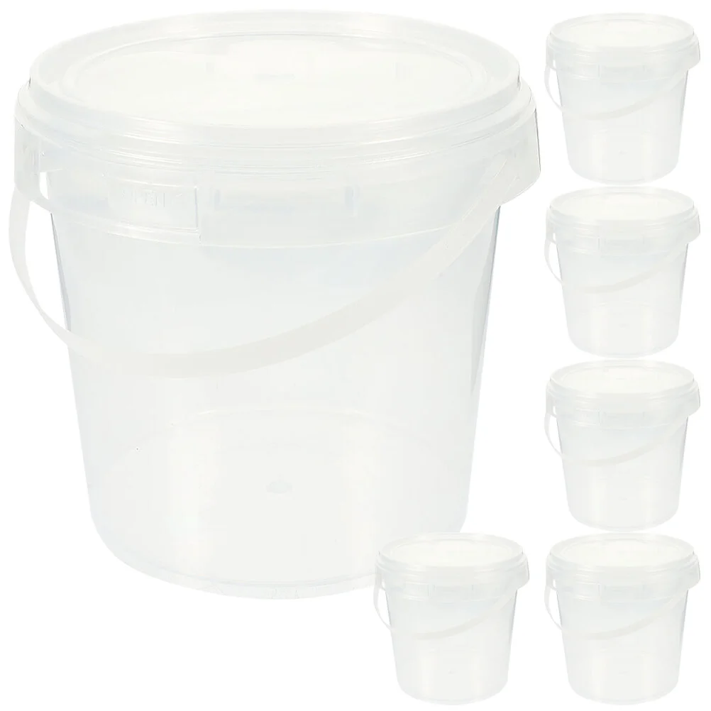 

Transparent Bucket Food Containers Portable Food Bin Buckets Lids Reusable Yogurt