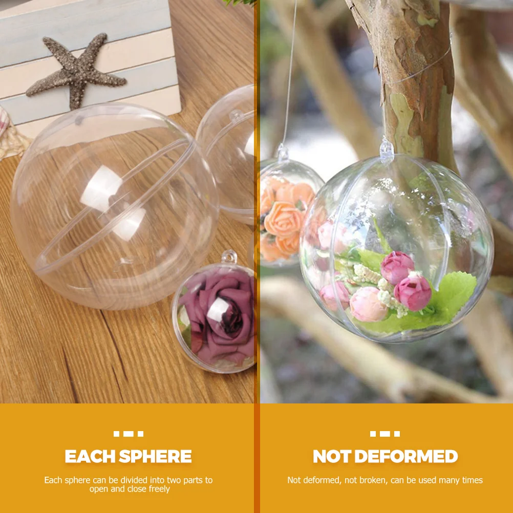 24Pcs Clear Plastic Fillable Ornament Sphere Capsules Decor 6cm | Christmas Ball Ornaments