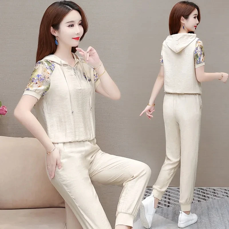 Новинка 2023 летний Повседневный Спортивный комплект с капюшоном для женщин