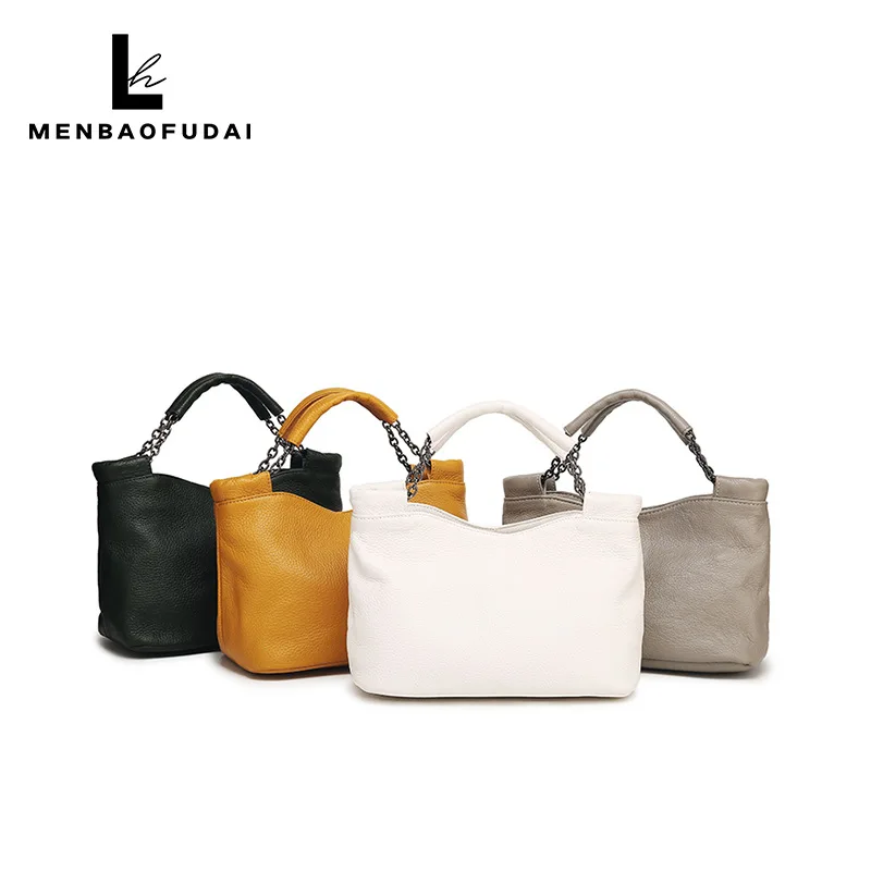 

Новая женская сумка с кожаной цепочкой, маленькая квадратная сумка, ручная сумка через плечо из мягкой воловьей кожи