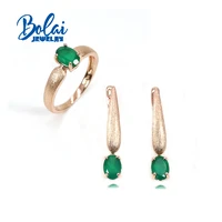 natural green agate oval 57mm ring earrings jewelry set 925 sterling silve rose gold fine jewelry for woman anniversary gift