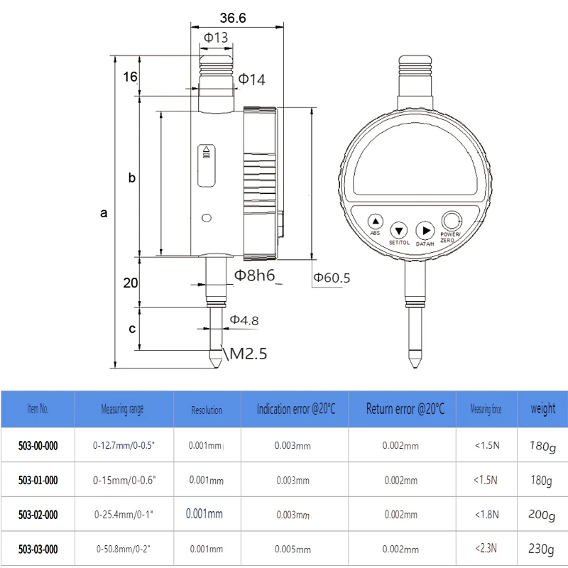 XIBEI IP54 водонепроницаемый цифровой индикатор 0-12 7 мм 0-50 8 0 001 00005 &quotэлектронный