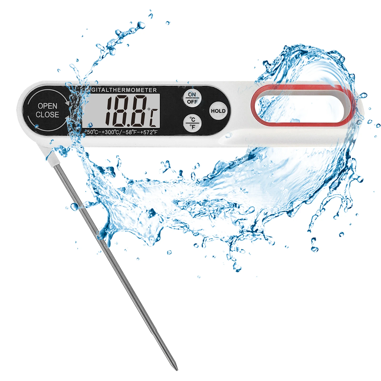 Home Food Thermometer Air Fryer Portable Instant Read Foldable Probe BBQ Meat Backlight Kitchen Milk Water Accurate LCD Digital