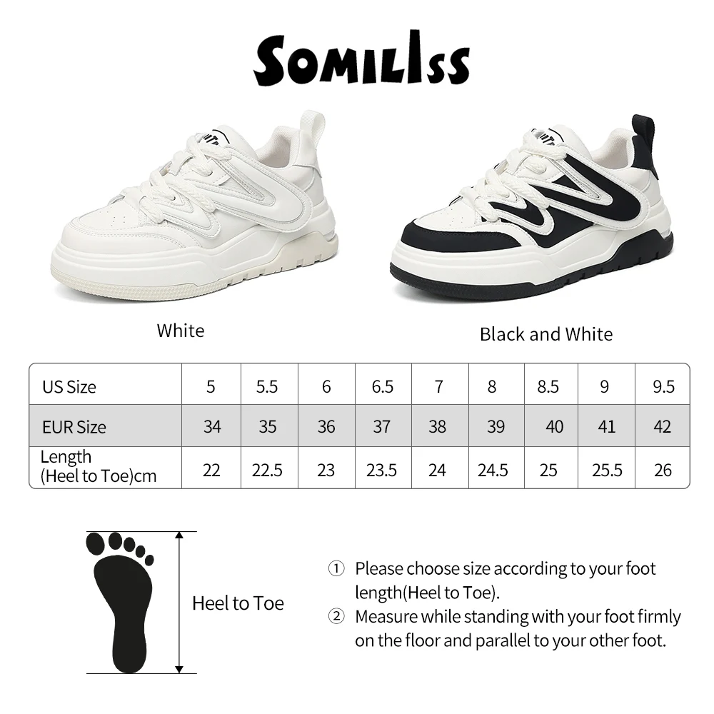 SOMILISS Women Platform Sneakers Genuine Leather Round Toe Lace Up Ladies Spring Summer Fashion Comfortable Casual Running Shoes