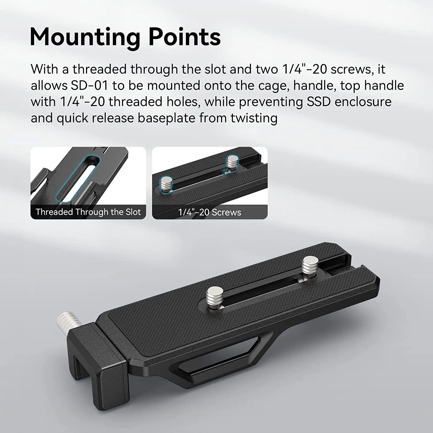 SMALLRIG Quick Release Baseplate for M.2 SSD Enclosure with Quick Drop-in Locking Design and 1/4